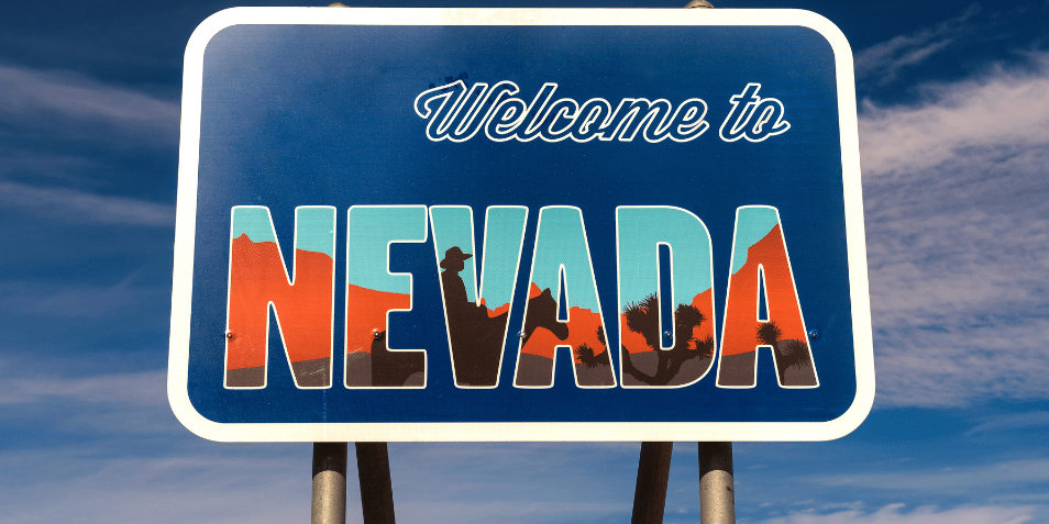 Welcome to Nevada road sign along State Route 373 near Death Valley.