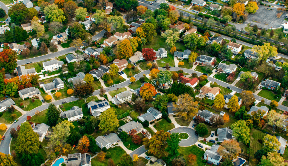 Neighborhood aerial shot.