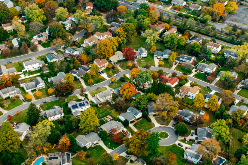 Neighborhood aerial shot.
