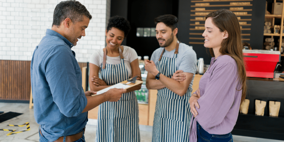 Small business employees having a meeting.