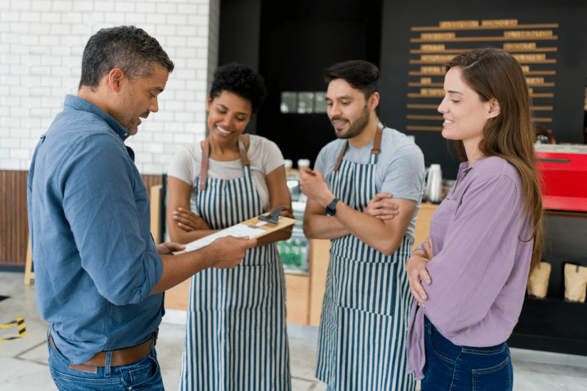 Small business employees having a meeting.