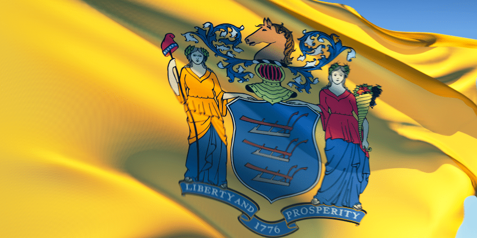 Close up of the New Jersey state flag.
